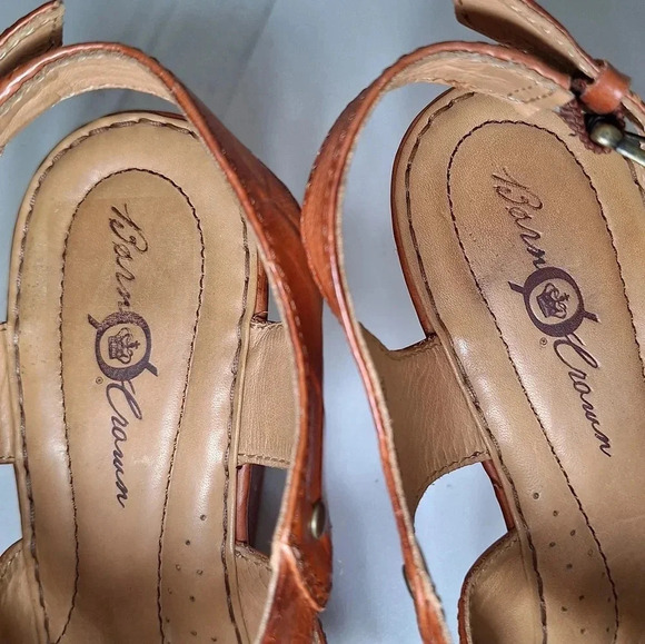 Born Brown/Camel Colored Crown Genuine Leather Wedge Size 9 - Picture 4 of 16